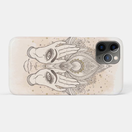 Perzikkleurig en goudboho Lotus Flower Beauty Case-Mate iPhone Case (Achterkant (horizontaal))