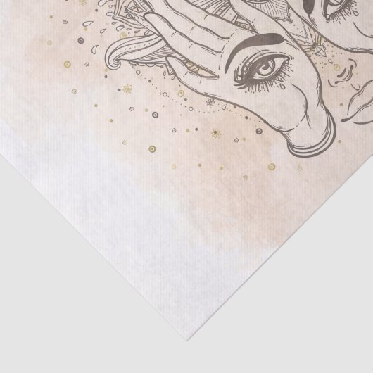 Perzikkleurig en goudboho Lotus Flower Beauty Tissuepapier (Detail)