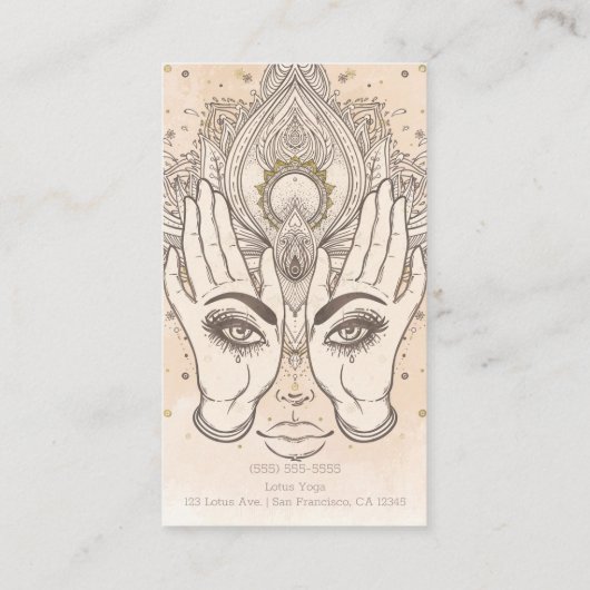 Perzikkleurig en goudboho Lotus Flower Beauty Visitekaartje (Achterkant)