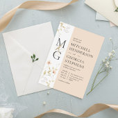 Perzikkleurig en goudfijn Waterverf Vloeiend huwel Kaart