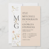 Perzikkleurig en goudfijn Waterverf Vloeiend huwel Kaart (Voorkant)