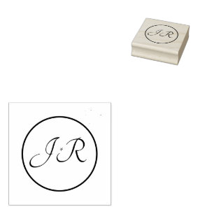 Perzikkleurig en grijs marmer-monogramme rubberstempel