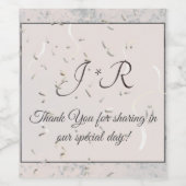 Perzikkleurig en grijs marmer-monogramme wijn etiket (Enkel label)