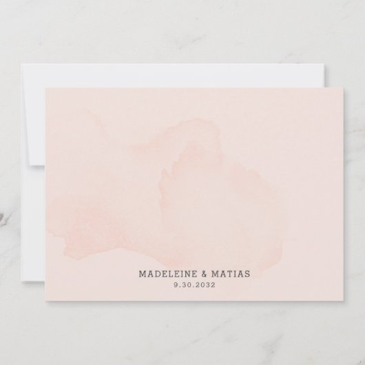 Perzikkleurig en grijs romantisch elegante bruilof bedankkaart (Achterkant)