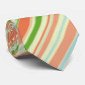 Perzikkleurig en groen gestreept stropdas (Opgerold)