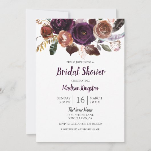 Perzikkleurig en Paars Vrijgezellenfeest van klave Kaart (Voorkant)