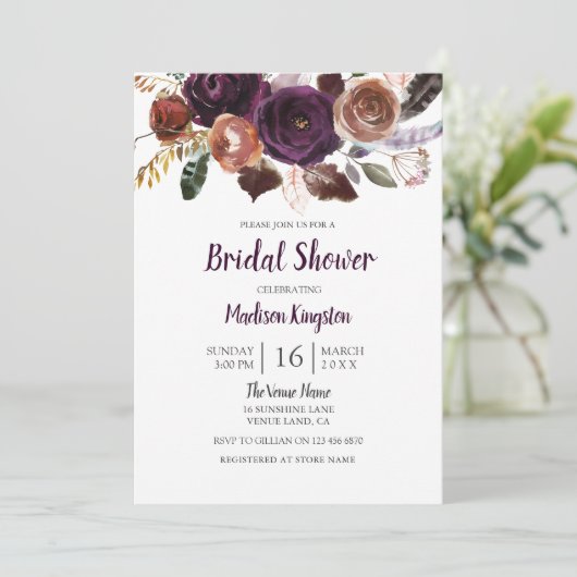 Perzikkleurig en Paars Vrijgezellenfeest van klave Kaart (Staand voorkant)