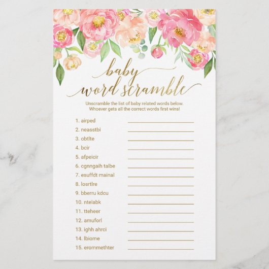 Perzikkleurig en roze pony Baby Word Scramble & Pr (Achterkant)