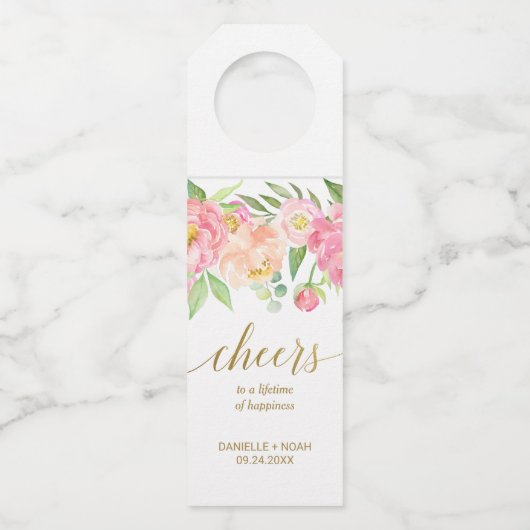 Perzikkleurig en roze pony Cheers Weddenschap Flessenhanger (Voorkant)