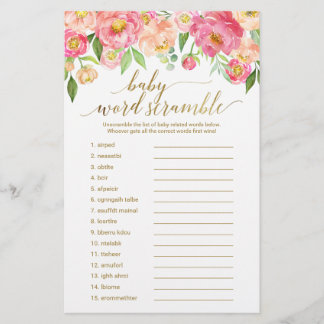 Perzikkleurig en roze pony Flower Baby Word Scramb