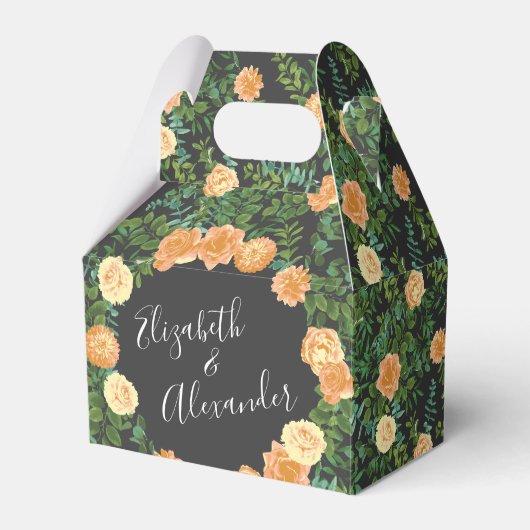 Perzikkleurig en steenkoolgrijze pony's en Roos -  Bedankdoosjes (Voorkant Zijde)