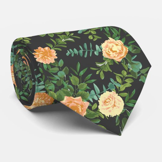 Perzikkleurig en steenkoolgrijze pony's en Roos -  Stropdas (Opgerold)