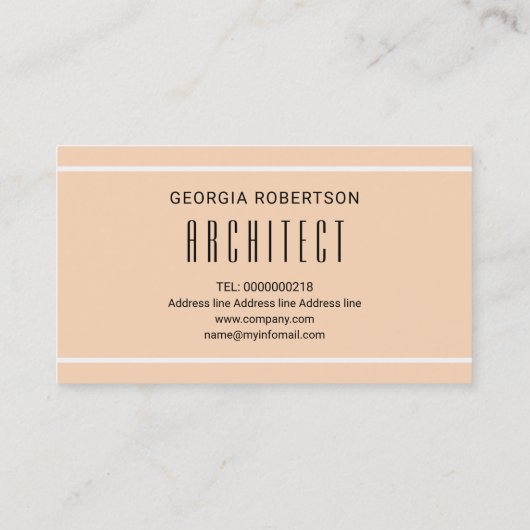 Perzikkleurig en wit modern monogram geometrisch visitekaartje (Achterkant)