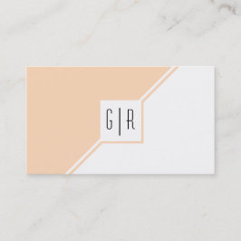 Perzikkleurig en wit modern monogram geometrisch visitekaartje