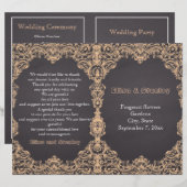 Perzikkleurig lijst, karton gevouwen trouwprogramm (Voorkant / Achterkant)