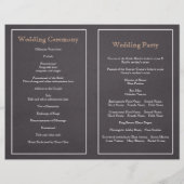 Perzikkleurig lijst, karton gevouwen trouwprogramm (Achterkant)