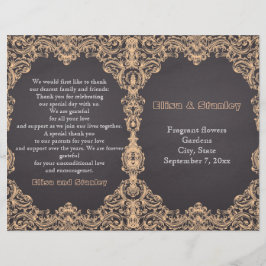 Perzikkleurig lijst, karton gevouwen trouwprogramm