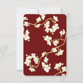 Perzikkleurig/pruimelbloesems Rood Dubbelgeluk Wed RSVP Kaartje (Achterkant)