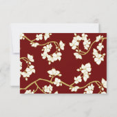 Perzikkleurig/pruimelbloesems Rood Dubbelgeluk Wed RSVP Kaartje (Achterkant)