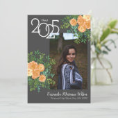 Perzikkleurig Roos Grijze foto Afstuderen Aankondi Kaart (Staand voorkant)