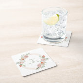 Perzikkleurig Roos Roze groene Floral Gold Lijst W Kartonnen Onderzetters (Insitu)