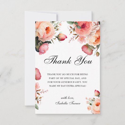 perzikkleurig | Verjaardag bedankje Bedankkaart (Voorkant)