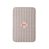 Perzikkleurig, zwart-wit Chevron, aangepast monogr Badmat (Voorkant Verticaal)