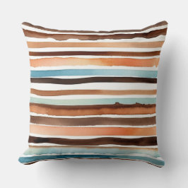 Perzikkleurige blauwgroen strepen kussen