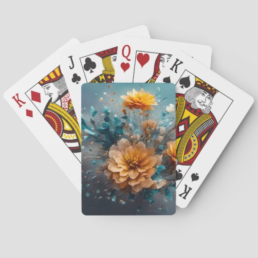 perzikkleurige bloembreuk pokerkaarten (Achterkant)