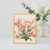 PERZIKKLEURIGE BLOEMEN #1 BRIEFKAART (Staand voorkant)
