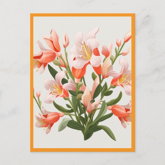 PERZIKKLEURIGE BLOEMEN #1 BRIEFKAART (Voorkant)