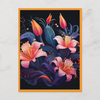 PERZIKKLEURIGE BLOEMEN #2 BRIEFKAART