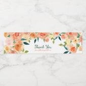 Perzikkleurige bloemen | Baby shower Dank u Waterfles Etiket (Enkel label)