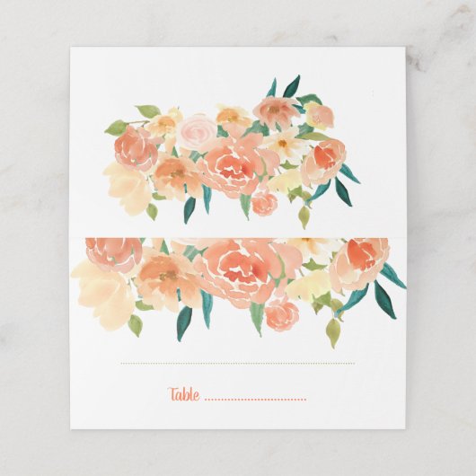 Perzikkleurige bloemen | Trouwplaatskaart Plaatskaartje (Buitenkant ongevouwen)