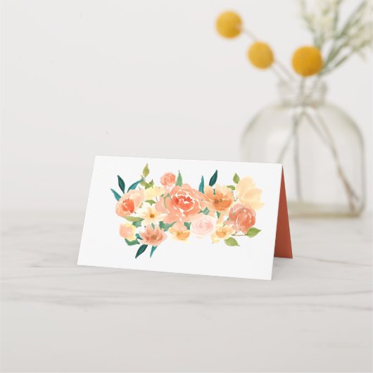 Perzikkleurige bloemen | Trouwplaatskaart Plaatskaartje (Achterkant)