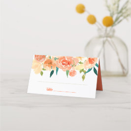 Perzikkleurige bloemen | Trouwplaatskaart Plaatskaartje