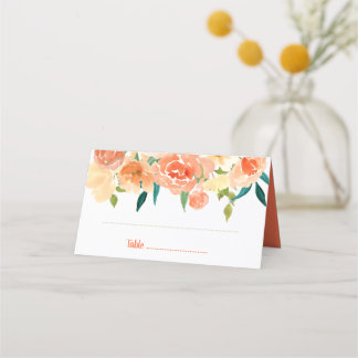 Perzikkleurige bloemen | Trouwplaatskaart Plaatskaartje