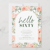 Perzikkleurige bloemenboog Elegant  60e Verjaardag Kaart (Voorkant)