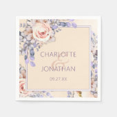 Perzikkleurige bloemenbruiloft papieren servetten (Voorkant)