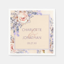 Perzikkleurige bloemenbruiloft papieren servetten