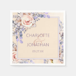 Perzikkleurige bloemenbruiloft papieren servetten