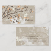  perzikkleurige bloemengrunge taupe visitekaartje (Voorkant / Achterkant)