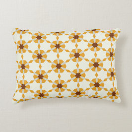 Perzikkleurige bloemenraster accent kussen