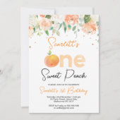 Perzikkleurige bloemenzoete perzik 1e verjaardag kaart (Voorkant)