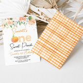 Perzikkleurige bloemenzoete perzik 1e verjaardag kaart
