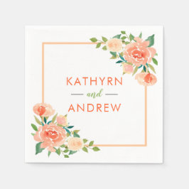 Perzikkleurige bloemrand | Bruiloft Servet