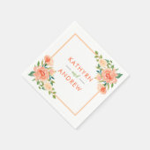 Perzikkleurige bloemrand | Bruiloft Servet (Hoek)