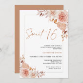 Perzikkleurige Boho Bloemzoet 16 Verjaardag Kaart (Voorkant / Achterkant)