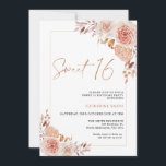 Perzikkleurige Boho Bloemzoet 16 Verjaardag Kaart<br><div class="desc">Peach Colored Boho Floral Sweet 16 Birthday Invitation Bohemian inspireerde sweet 16 verjaardagsuitnodiging met twee perzikkleurige en natuurlijke tinten bloemstukken en een modern kalligrafie afbeelding als een rubriek in een faux roos gouden textuur. Ideaal voor iedereen die op zoek is naar een bohemian geïnspireerde zoete zestienjarige verjaardagsuitnodiging.</div>