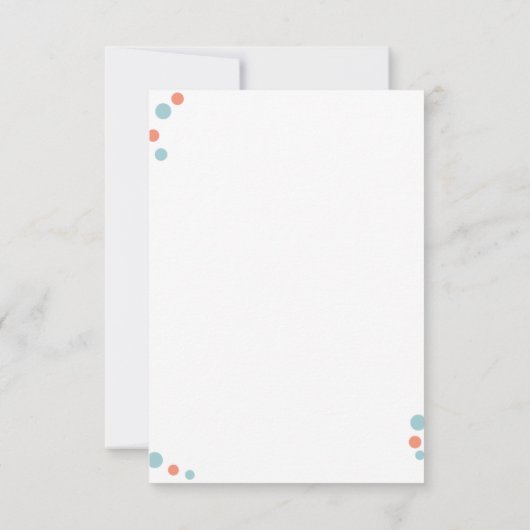 Perzikkleurige en blauwe stip Hartelijk dank Bedankkaart (Achterkant)